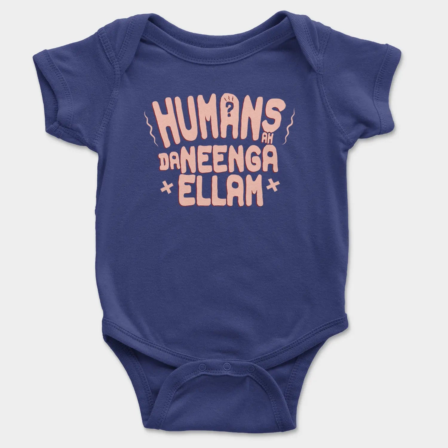 Humans Ah Da Neenga Ellam? Onesie/Romper in Royal Blue Color