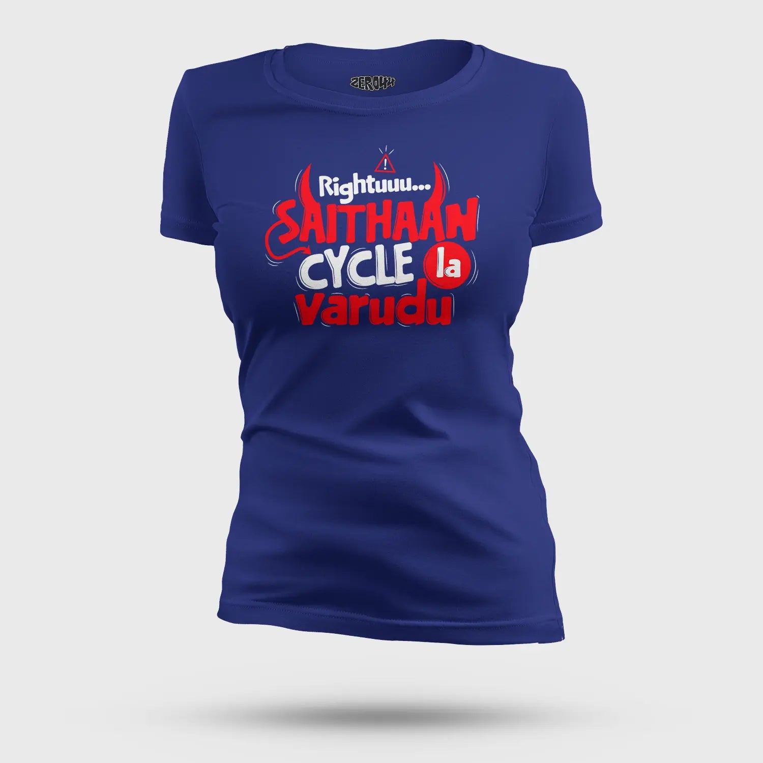 Rightuuu.. Saithaan Cycle La Varudhu Women's T-Shirt in Royal Blue Color