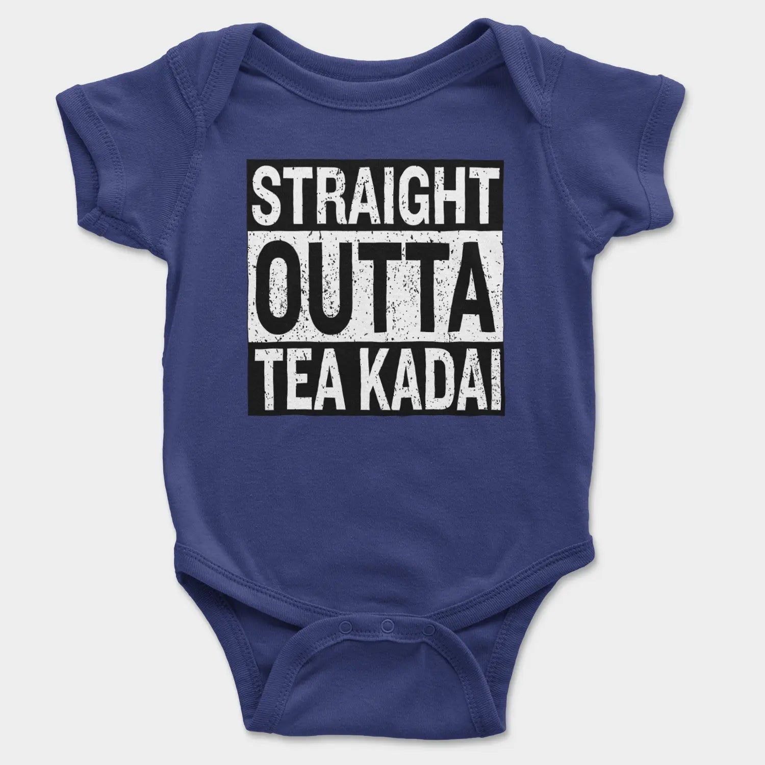 Straight Outta Tea Kadai Onesie/Romper in Royal Blue Color