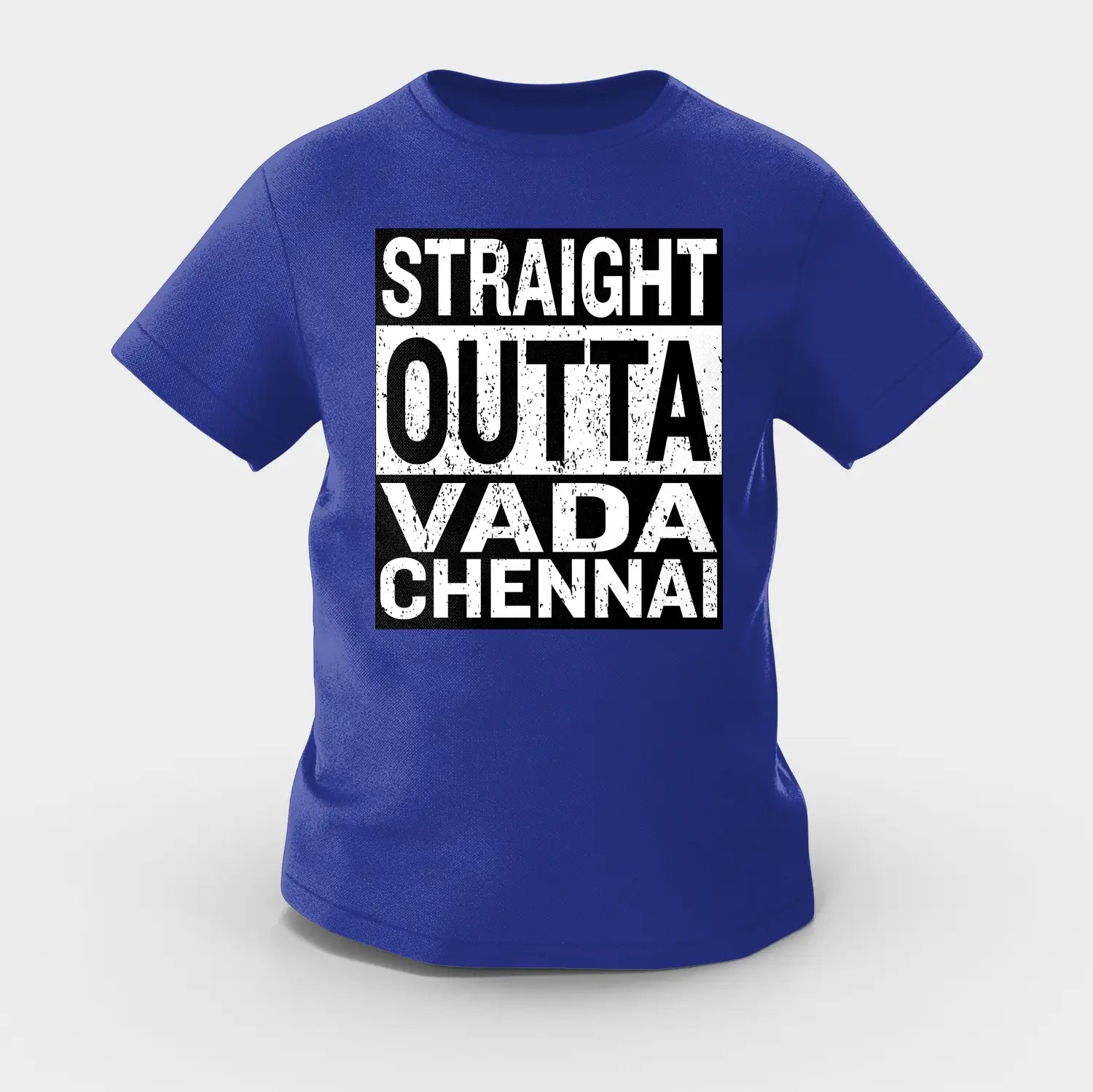 Straight Outta Vada Chennai Girls Round Neck T-Shirt in Royal Blue Color