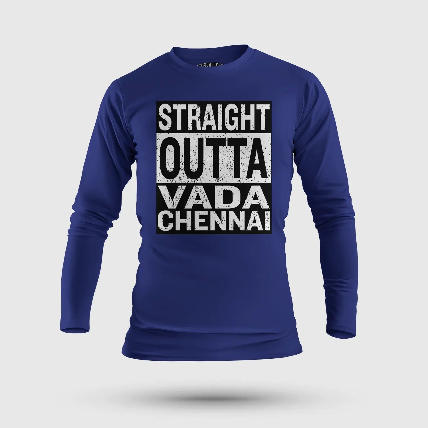 Straight Outta Vada Chennai Men/Unisex Long Sleeve T-Shirt in Royal Blue Color