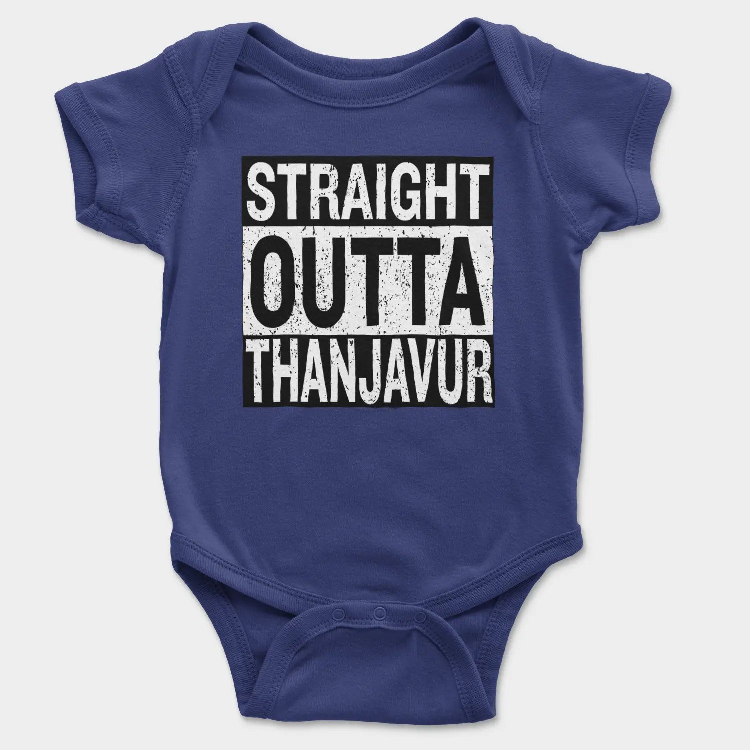 Straight Outta Thanjavur Onesie/Romper in Royal Blue Color