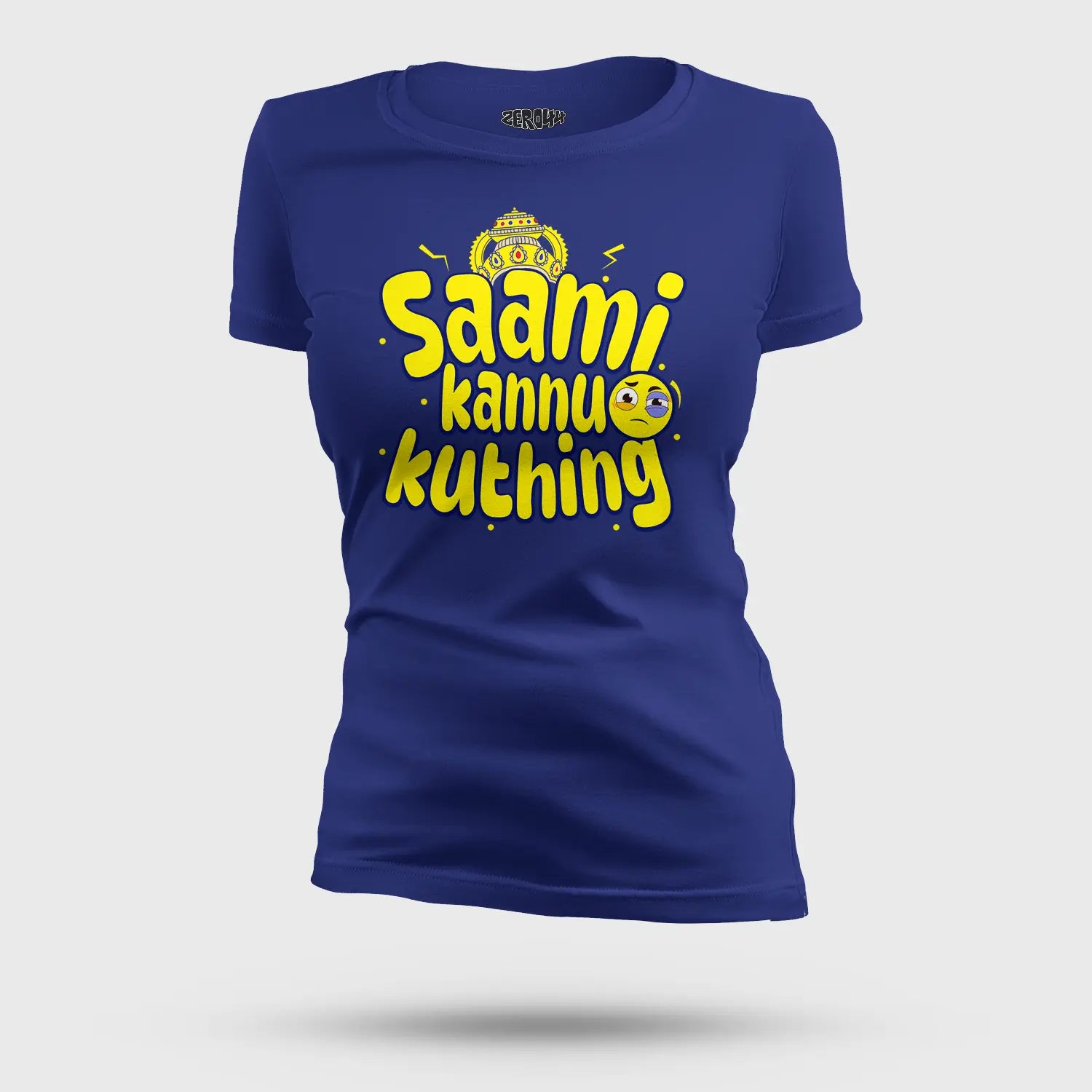 Saami Kannu Kuthing Women's T-Shirt in Royal Blue Color