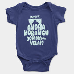 Echuuse Me Andha Korangu Bomma Ena Velai Onesie/Romper in Royal Blue Color