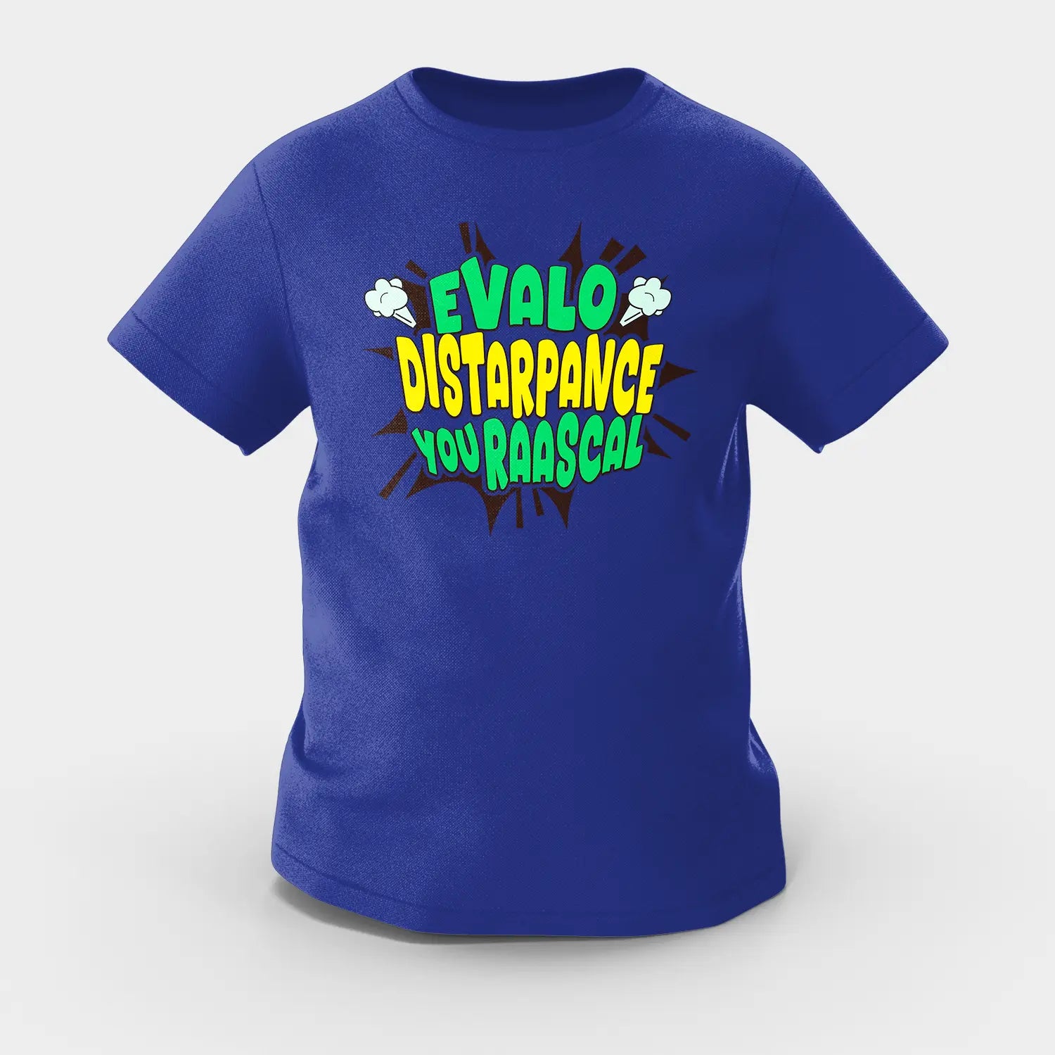 Evalo Distarpance You Raascal Girls Round Neck T-Shirt in Royal Blue Color
