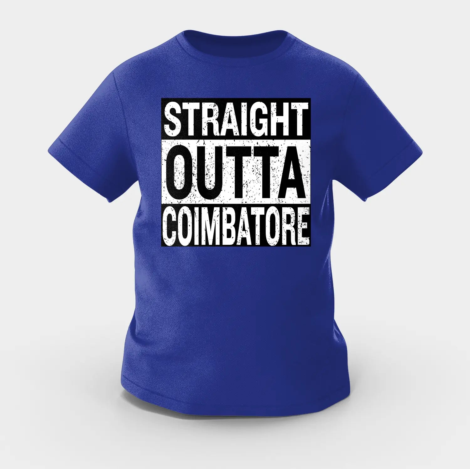Straight Outta Coimbatore Girls Round Neck T-Shirt in Royal Blue Color