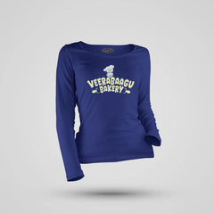 Veerabaagu Bakery Women's Long Sleeve T-Shirt in Royal Blue Color