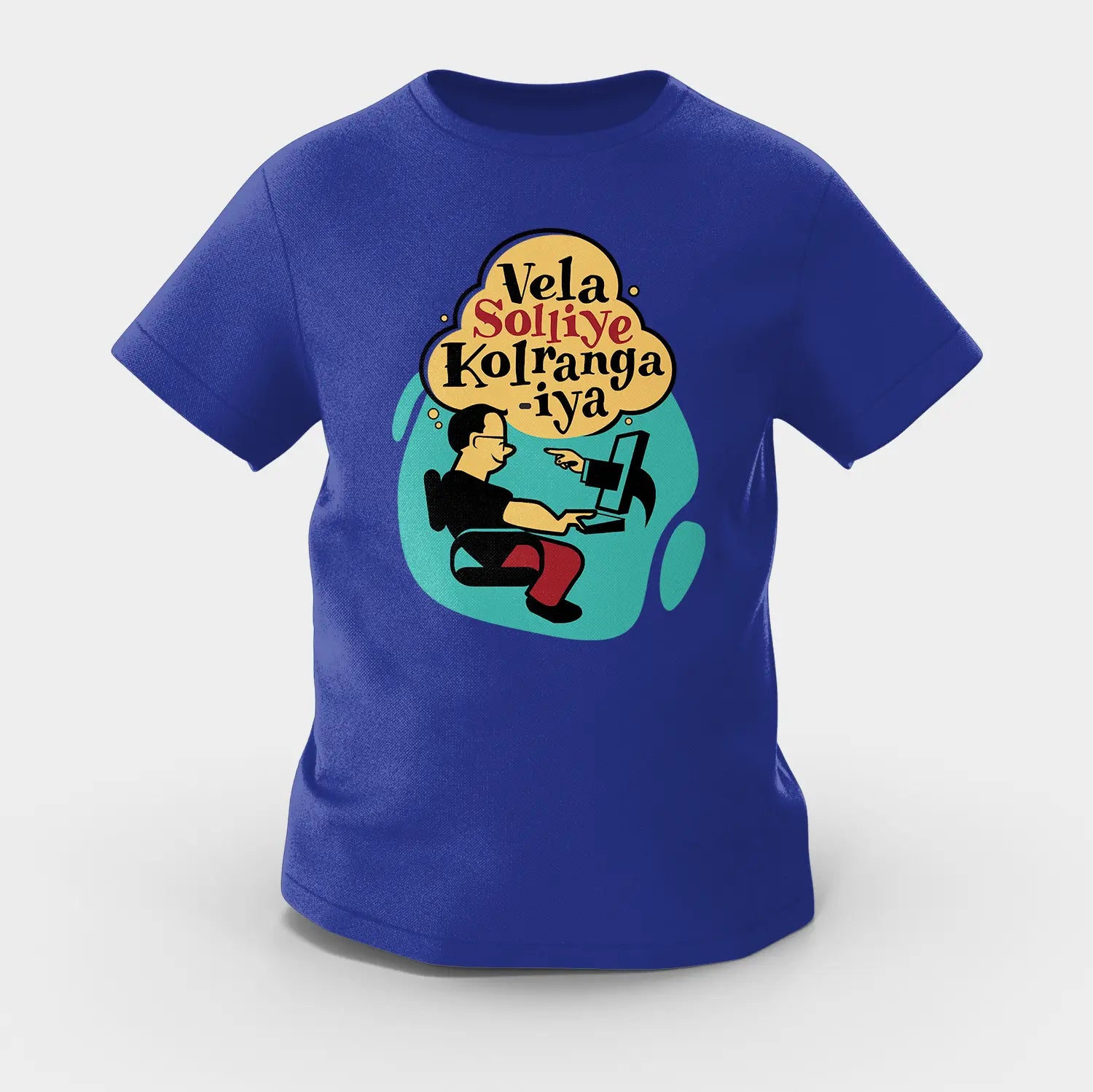 Vela Soliye Kolrangaiya Girls Round Neck T-Shirt in Royal Blue Color