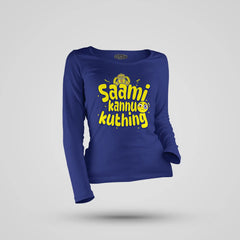 Saami Kannu Kuthing Women's Long Sleeve T-Shirt in Royal Blue Color