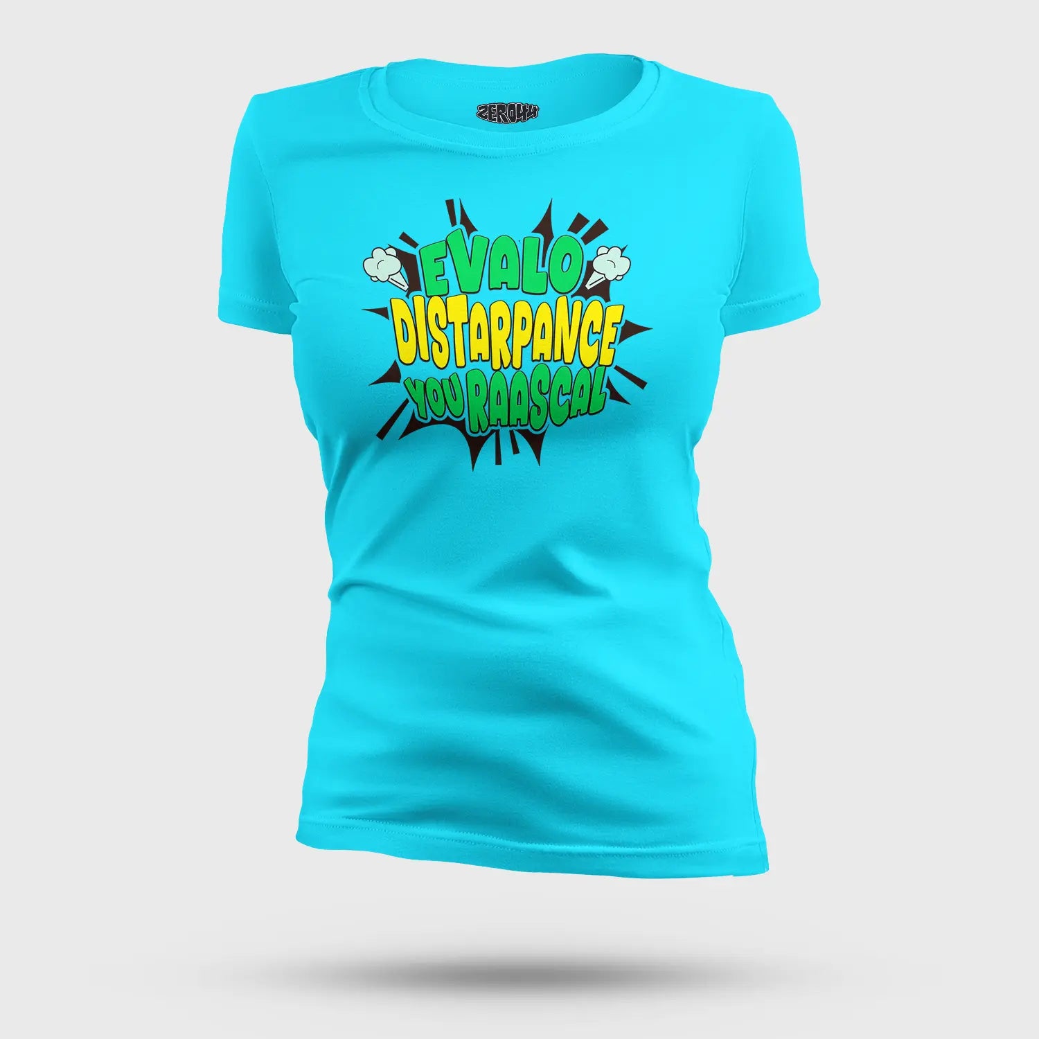 Evalo Distarpance You Raascal Women's T-Shirt in SkyBlue Color
