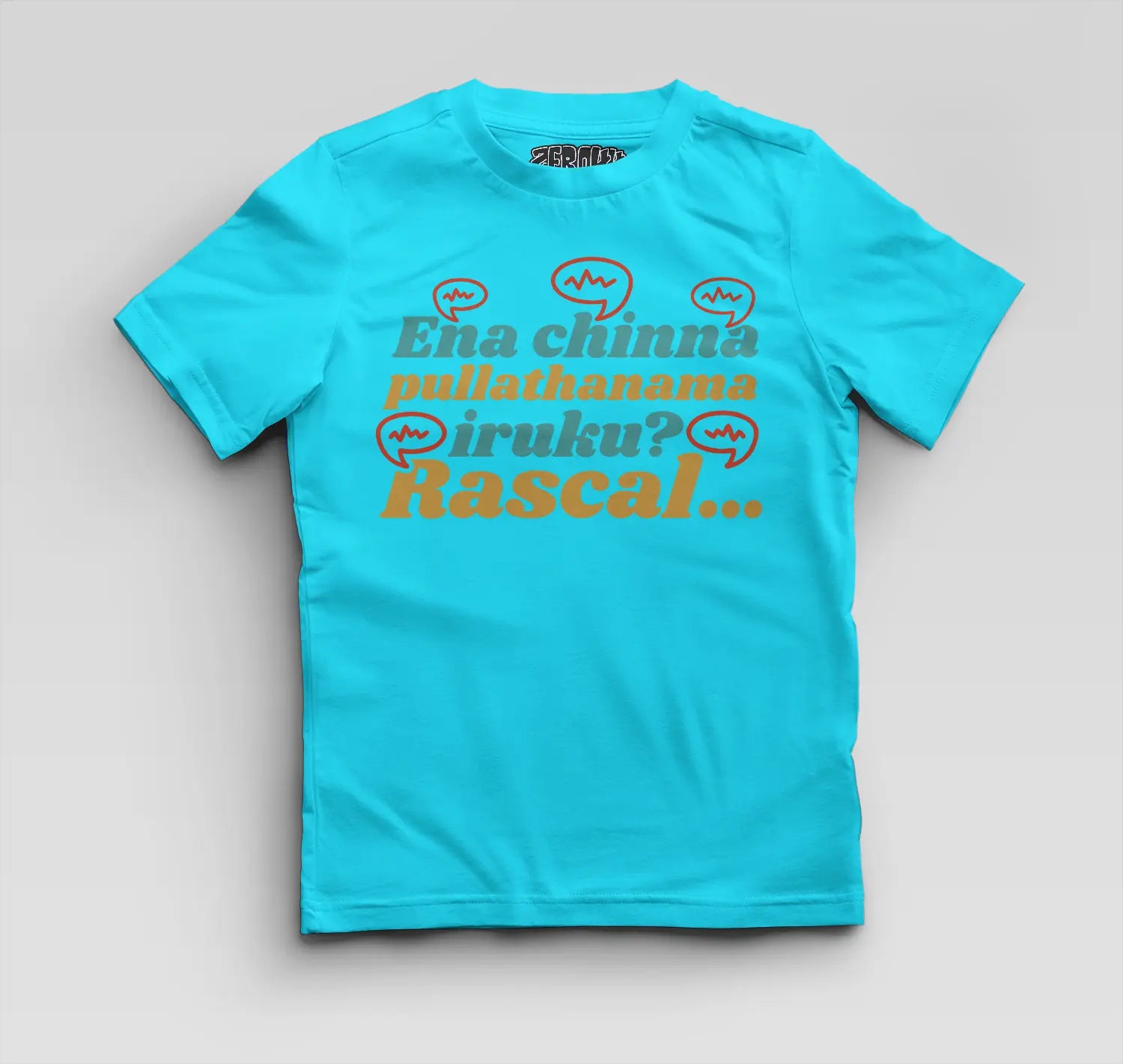 Ena Chinna Pulla Thanama Iruku Rascal Boys Round Neck T-Shirt in SkyBlue Color