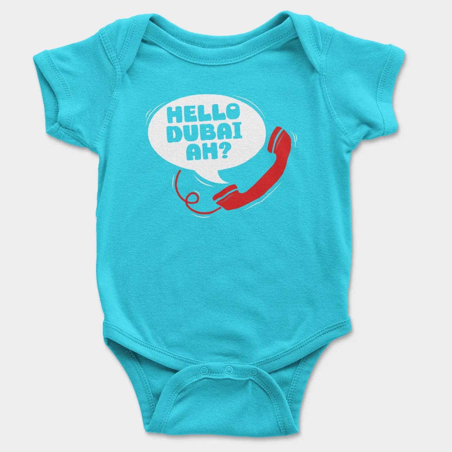 Hello Dubai Ah? Onesie/Romper in SkyBlue Color