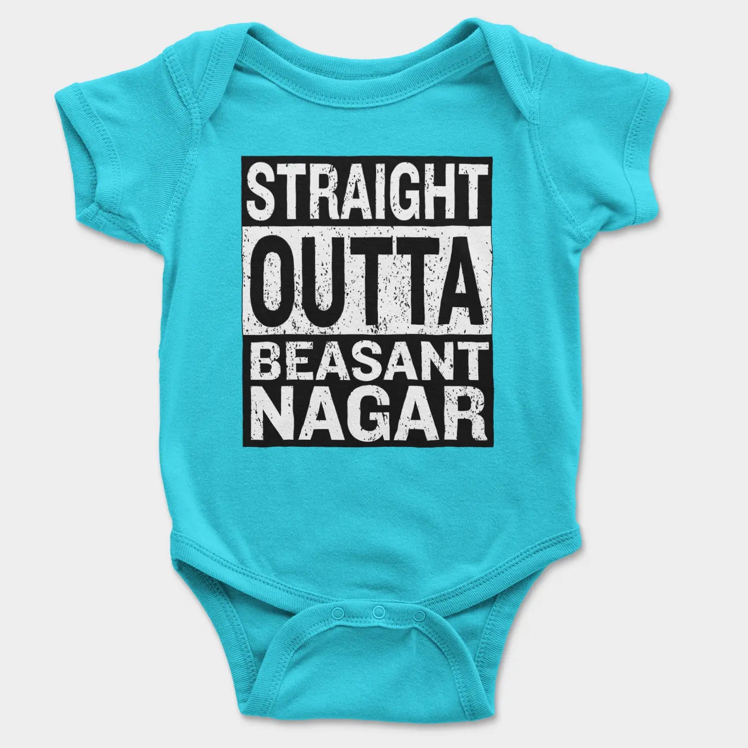 Straight Outta Beasant Nagar Onesie/Romper in SkyBlue Color