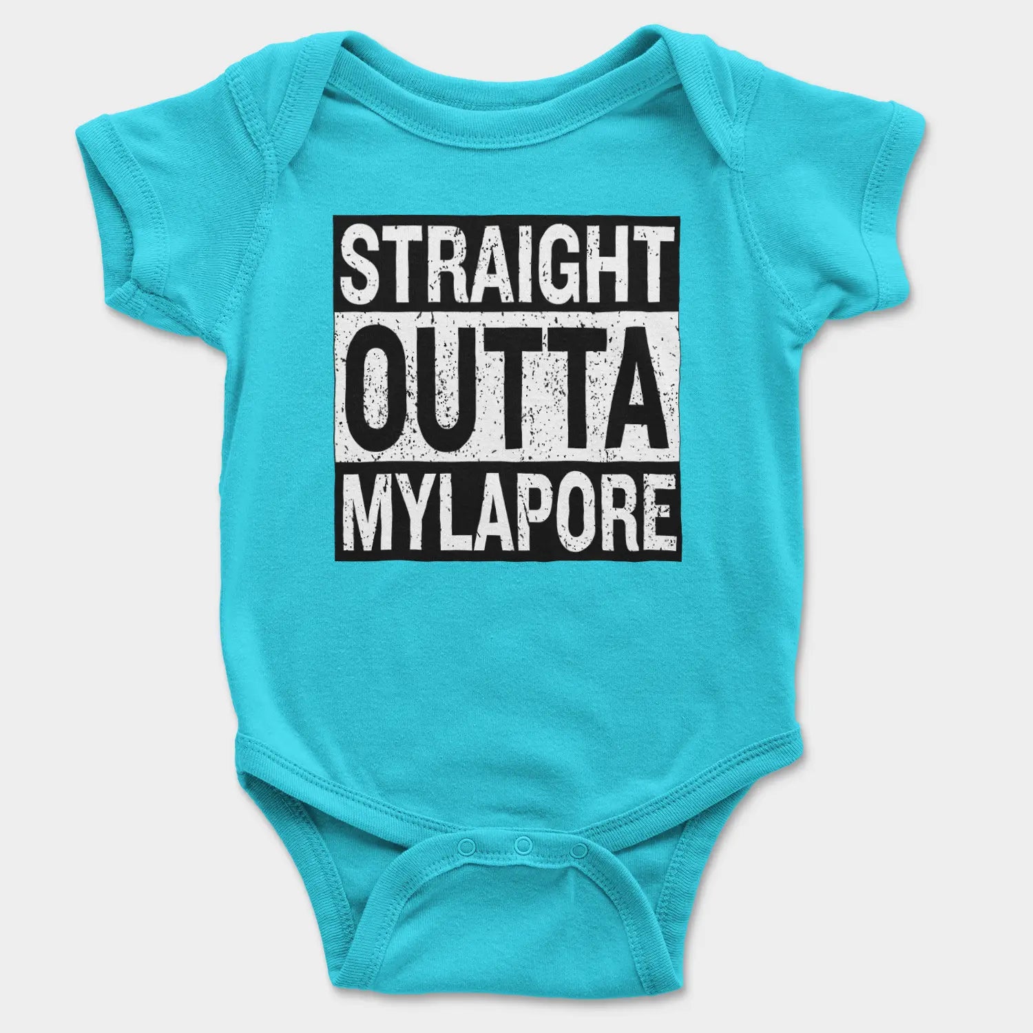 Straight Outta Mylapore Onesie/Romper in SkyBlue Color