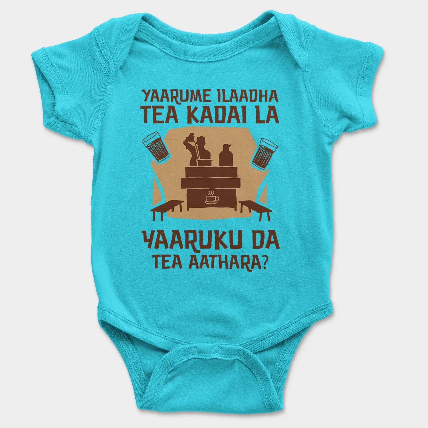 Yaarume Ilaadha Tea Kadai La Yaaruku Da Tea Aathara? Onesie/Romper in SkyBlue Color