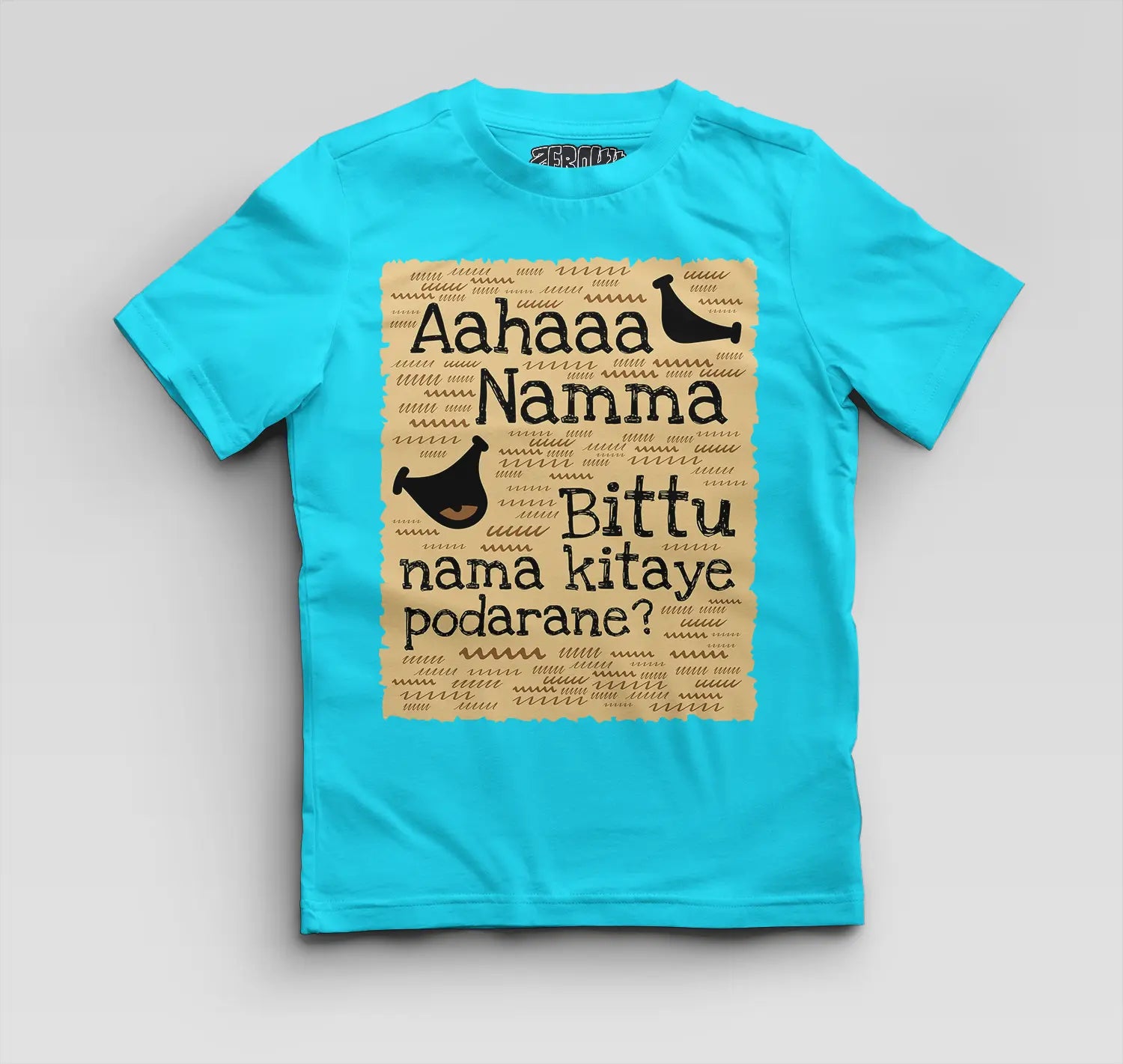 Aahaaa Namma Bittu Nama Kitaye Podarane Boys Round Neck T-Shirt in SkyBlue Color