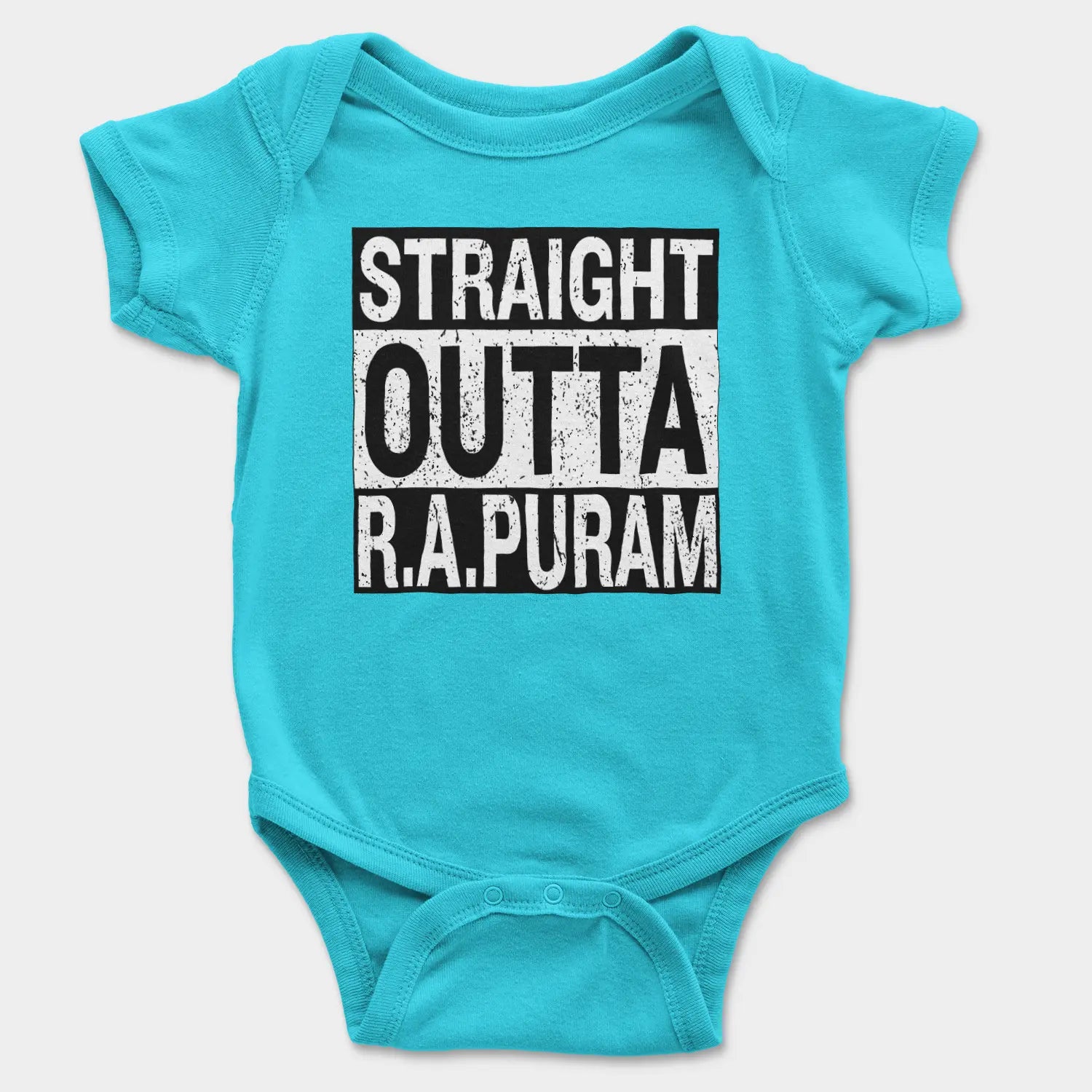 Straight Outta R.a Puram Onesie/Romper in SkyBlue Color