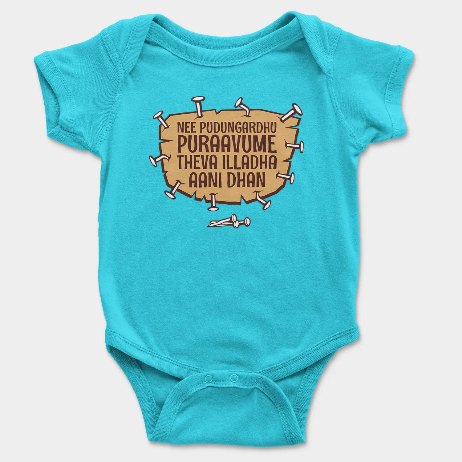 Nee Pudungurathu Puraavume Theva Illadha Aani Dhan Onesie/Romper in SkyBlue Color