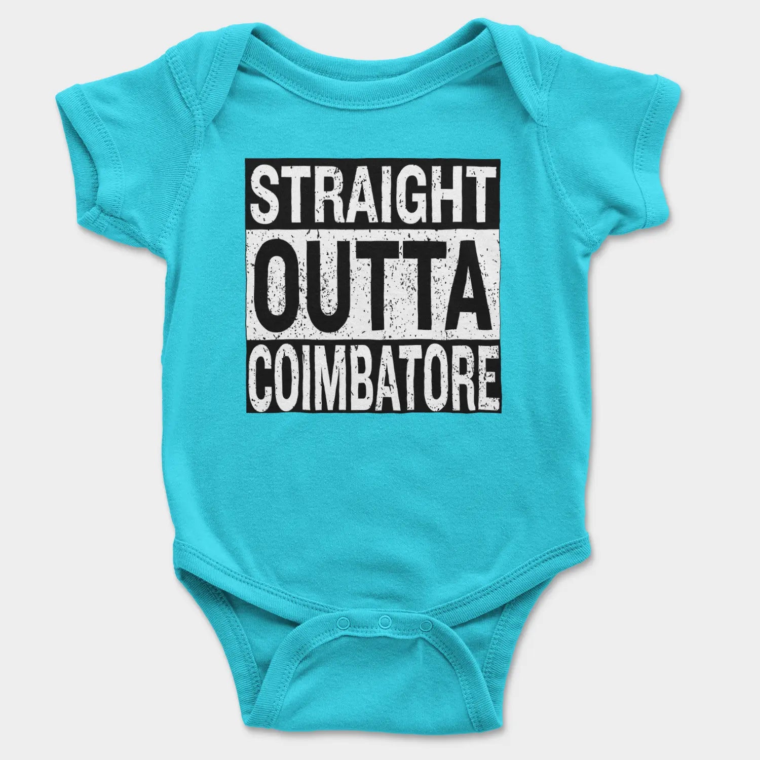 Straight Outta Coimbatore Onesie/Romper in SkyBlue Color