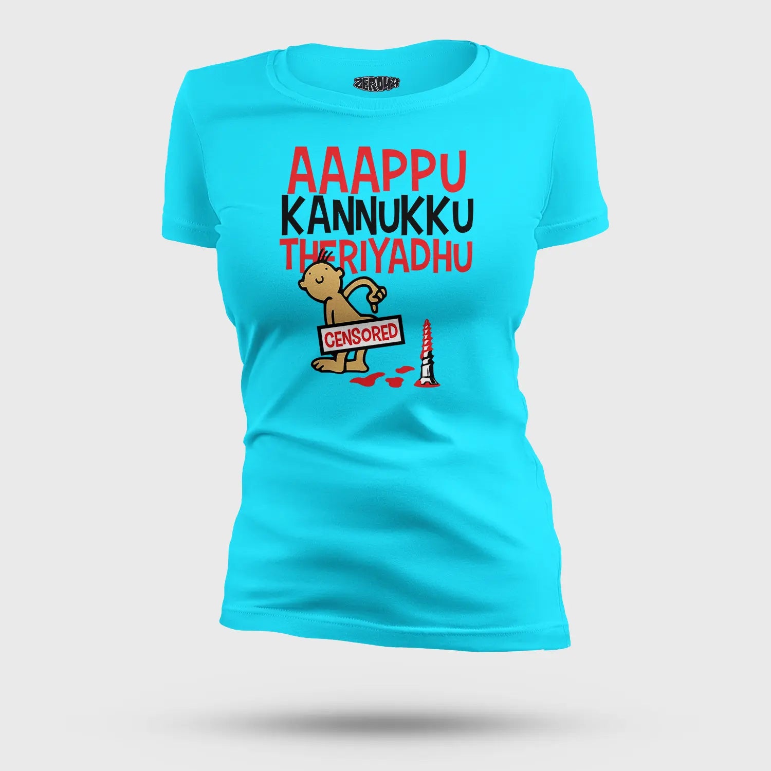 Aaappu Kannukku Theriyadhu Women's T-Shirt in SkyBlue Color