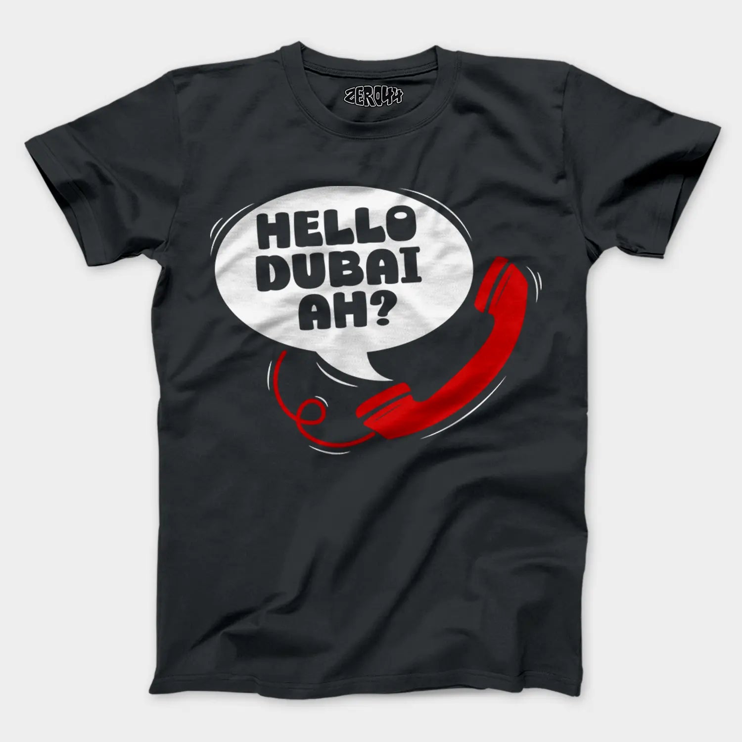 Hello Dubai Ah? Men/Unisex T-Shirt in Steel Grey Color