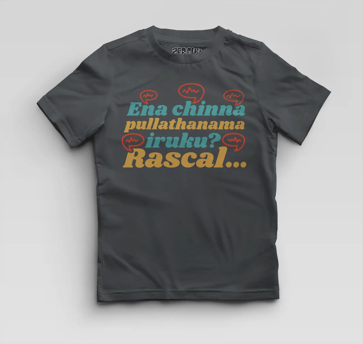 Ena Chinna Pulla Thanama Iruku Rascal Boys Round Neck T-Shirt in Steel Grey Color