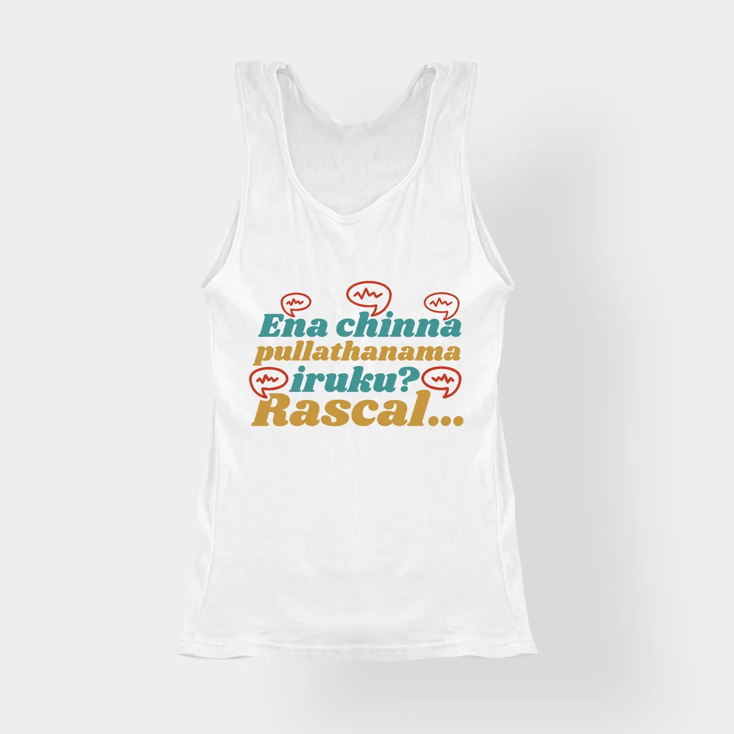 Ena Chinna Pulla Thanama Iruku Rascal Women's Tank Top in White Color