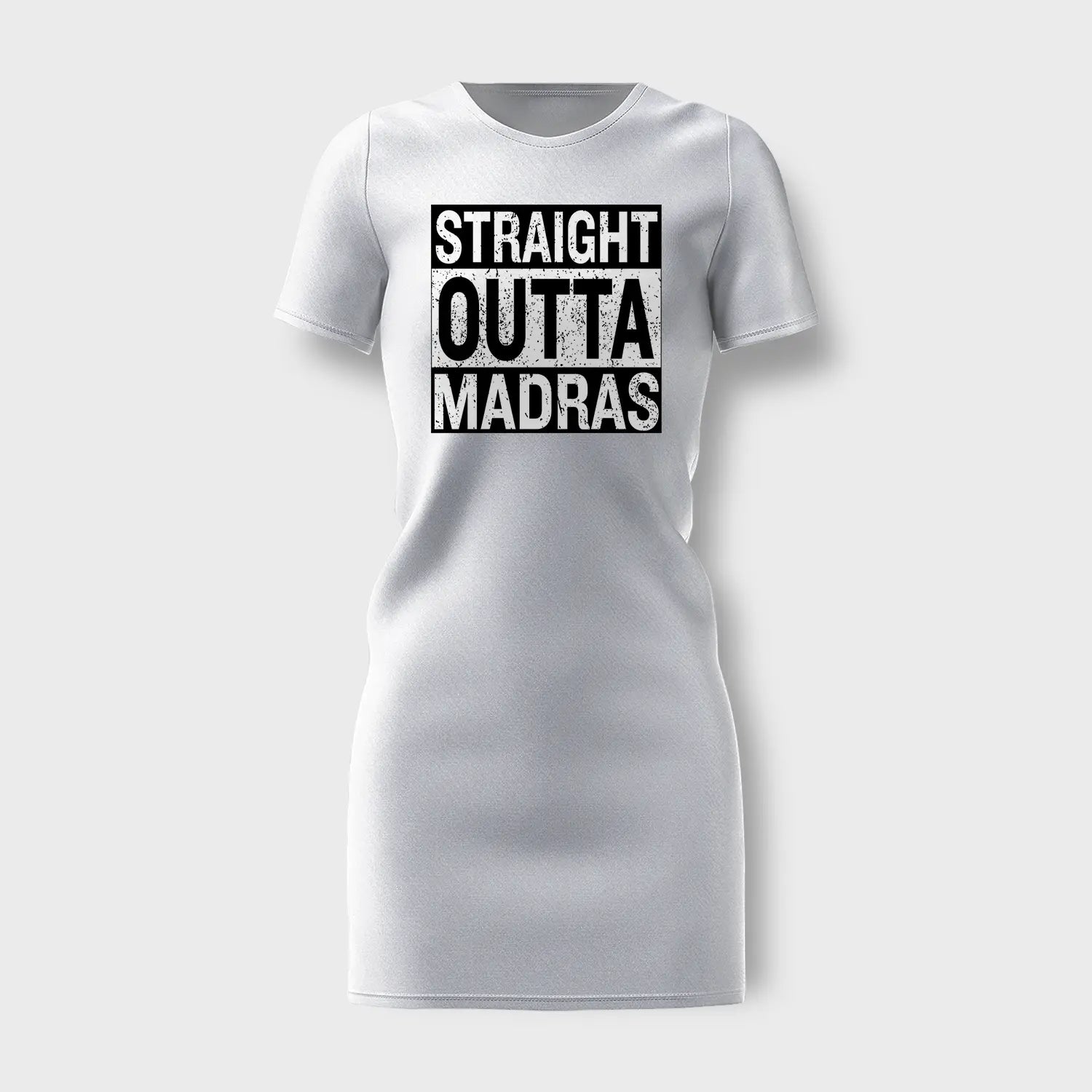 Straight Outta Madras Women's T-Shirt Dress in White Color