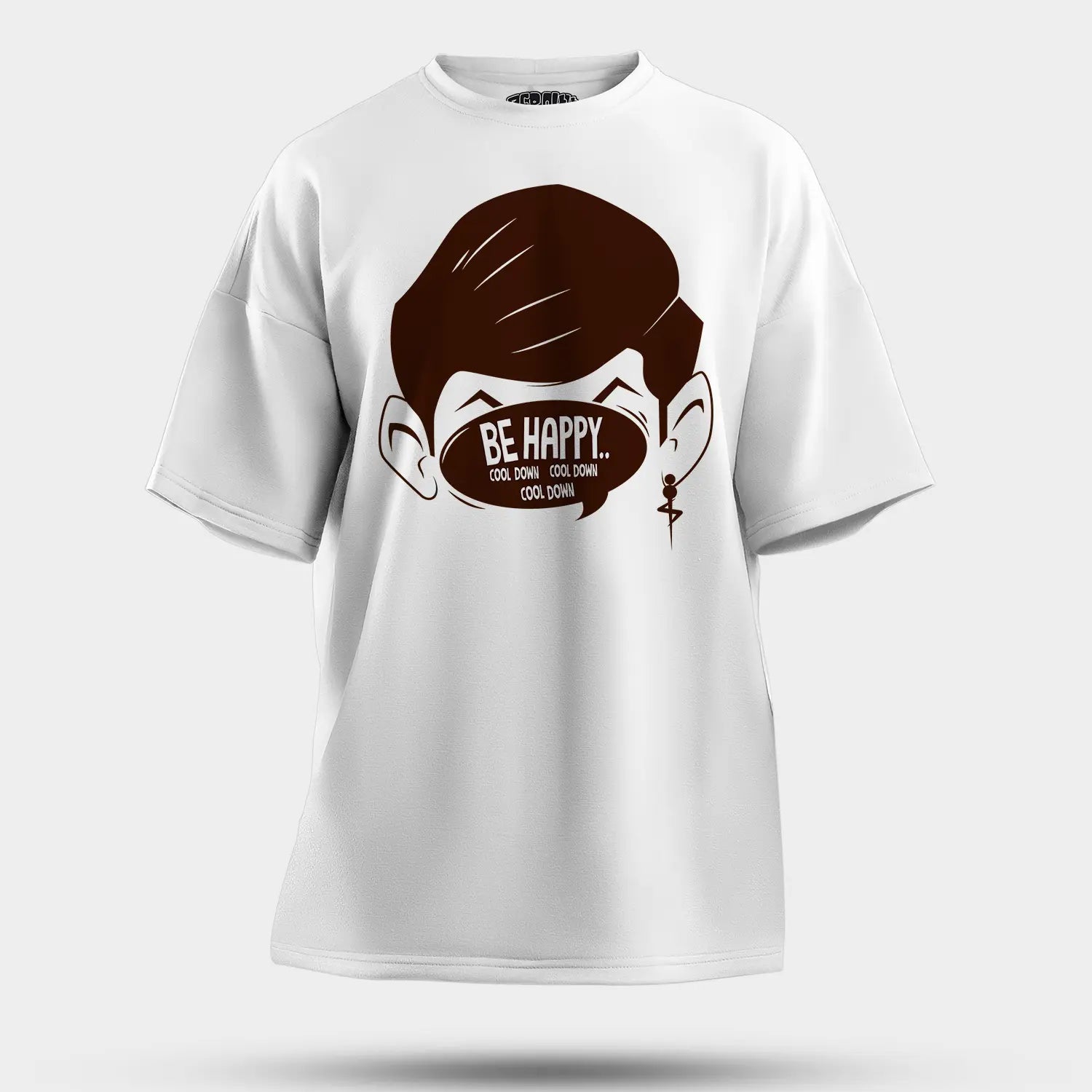 Be Happy Cool Down Cool Down Cool Down Men/Unisex Oversized T-Shirt in White Color