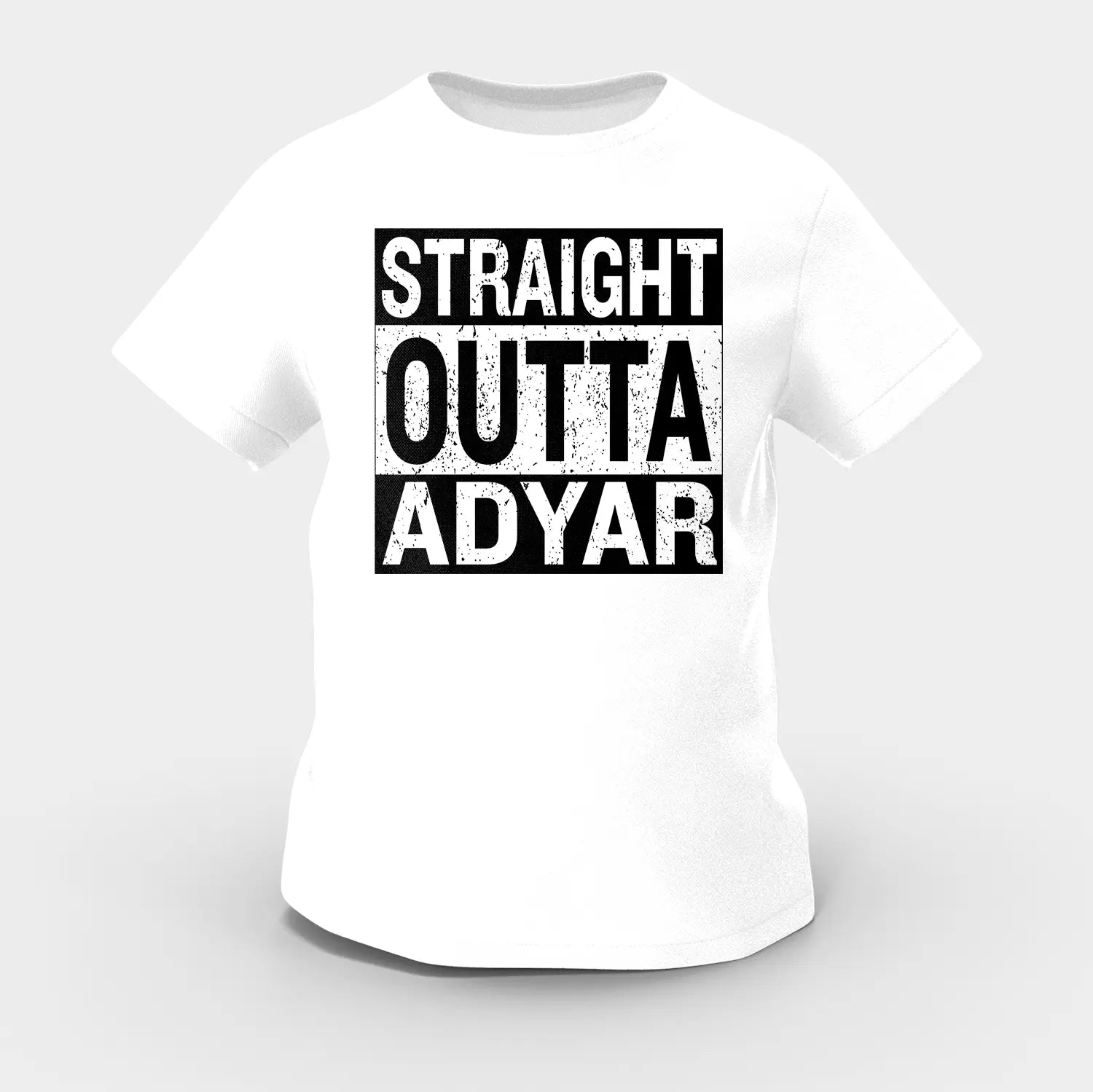 Straight Outta Adyar Girls Round Neck T-Shirt in White Color