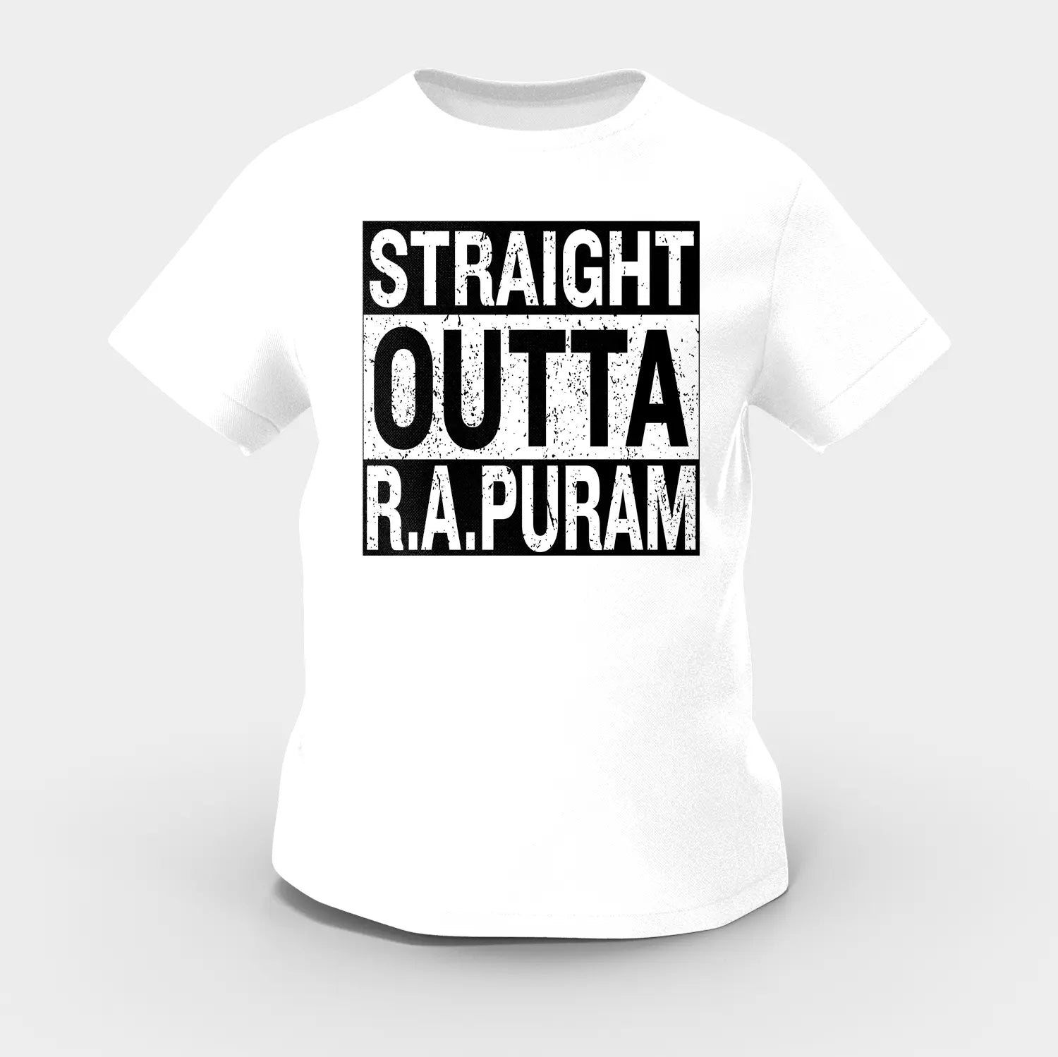 Straight Outta R.a Puram Girls Round Neck T-Shirt in White Color