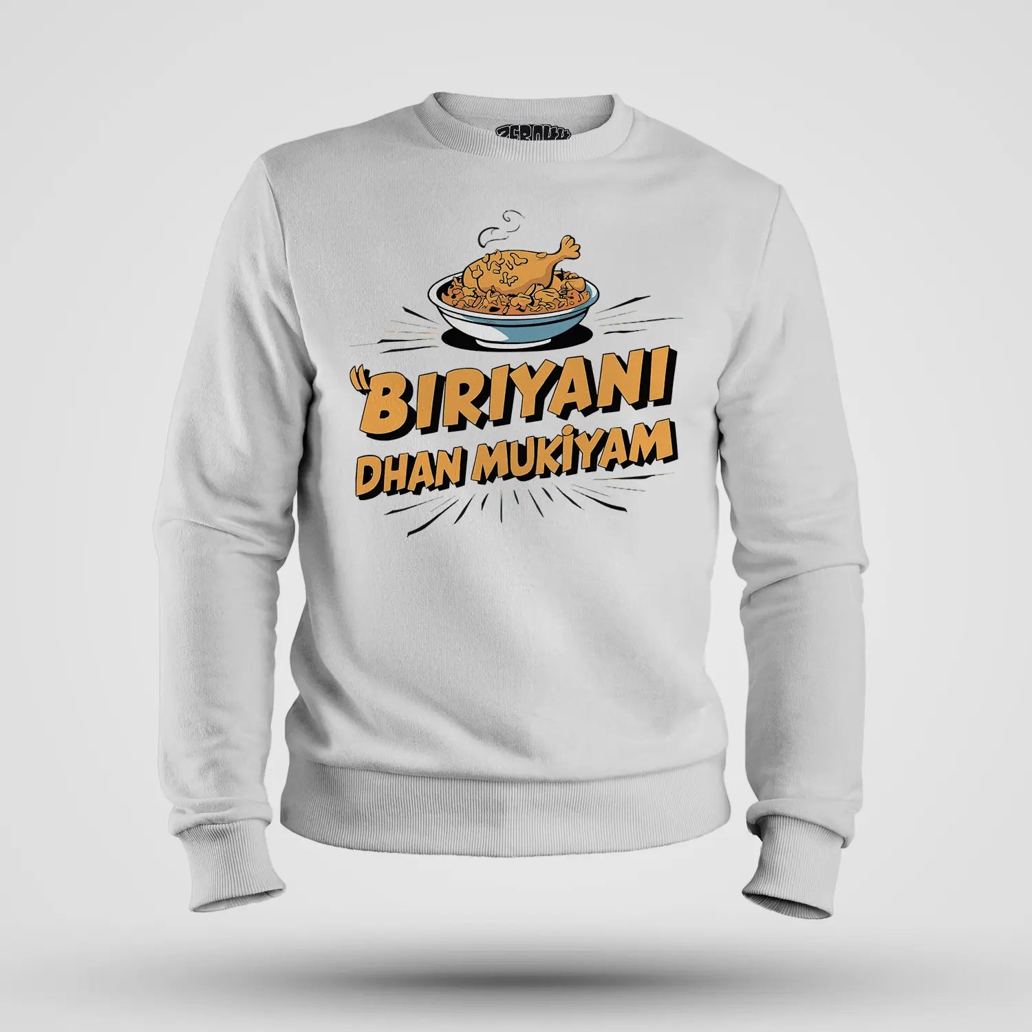 Biriyani Dhan Mukiyam Men/Unisex Sweatshirt in White Color