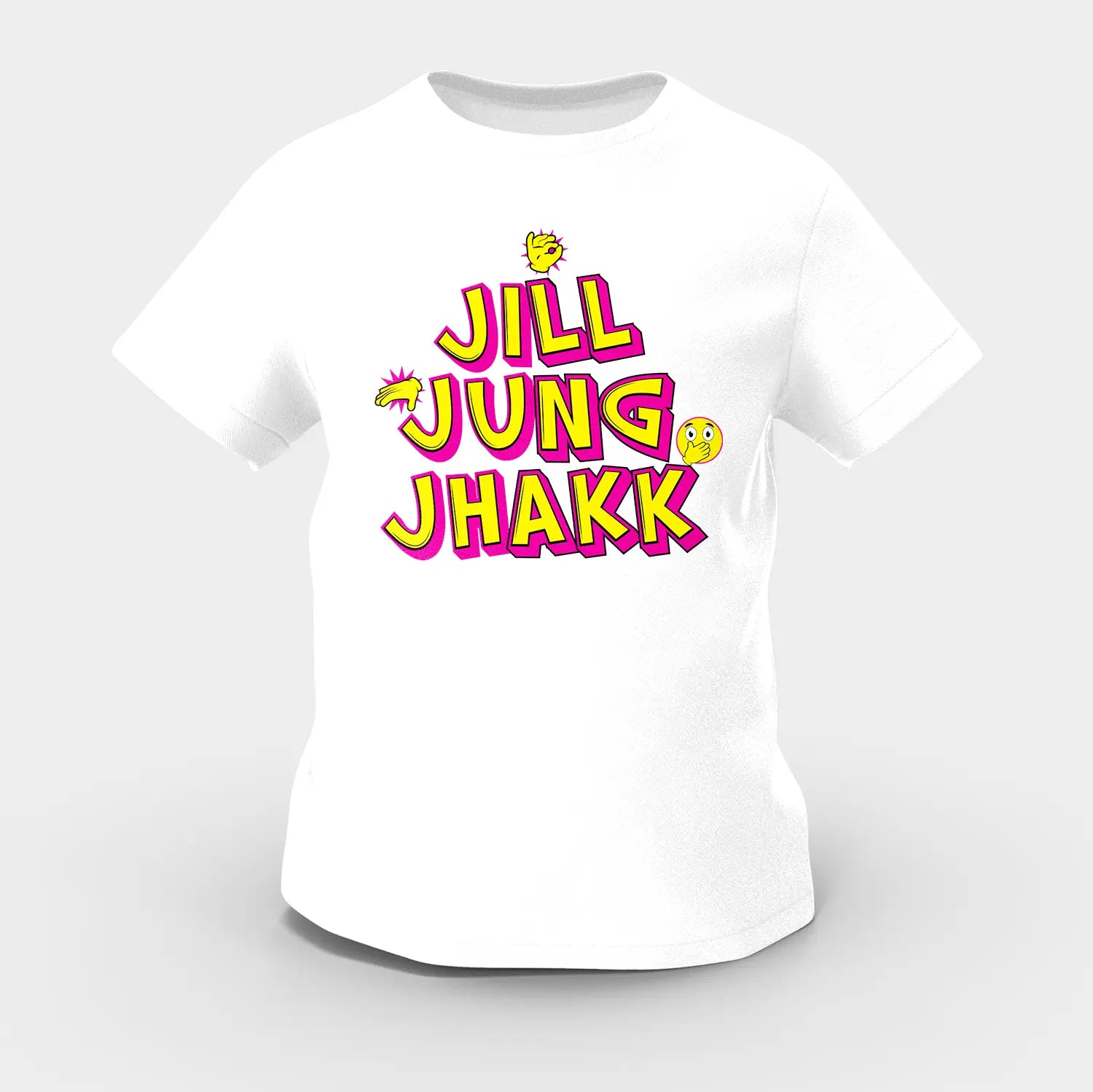 Jill Jung Jhakk Girls Round Neck T-Shirt in White Color