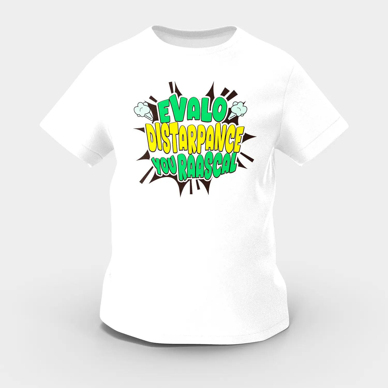 Evalo Distarpance You Raascal Girls Round Neck T-Shirt in White Color