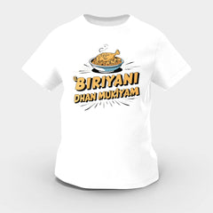 Biriyani Dhan Mukiyam Girls Round Neck T-Shirt in White Color