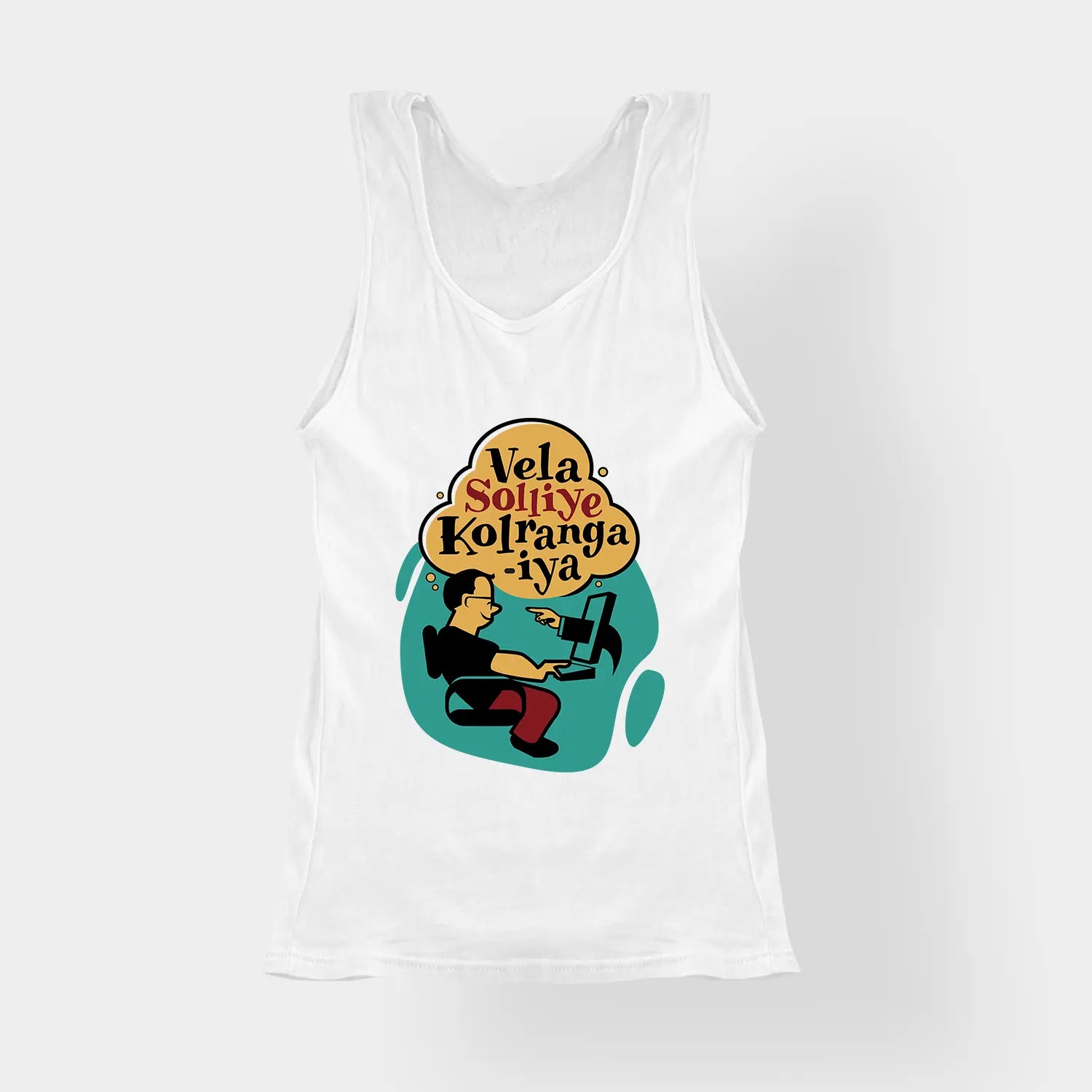 Vela Soliye Kolrangaiya Women's Tank Top in White Color