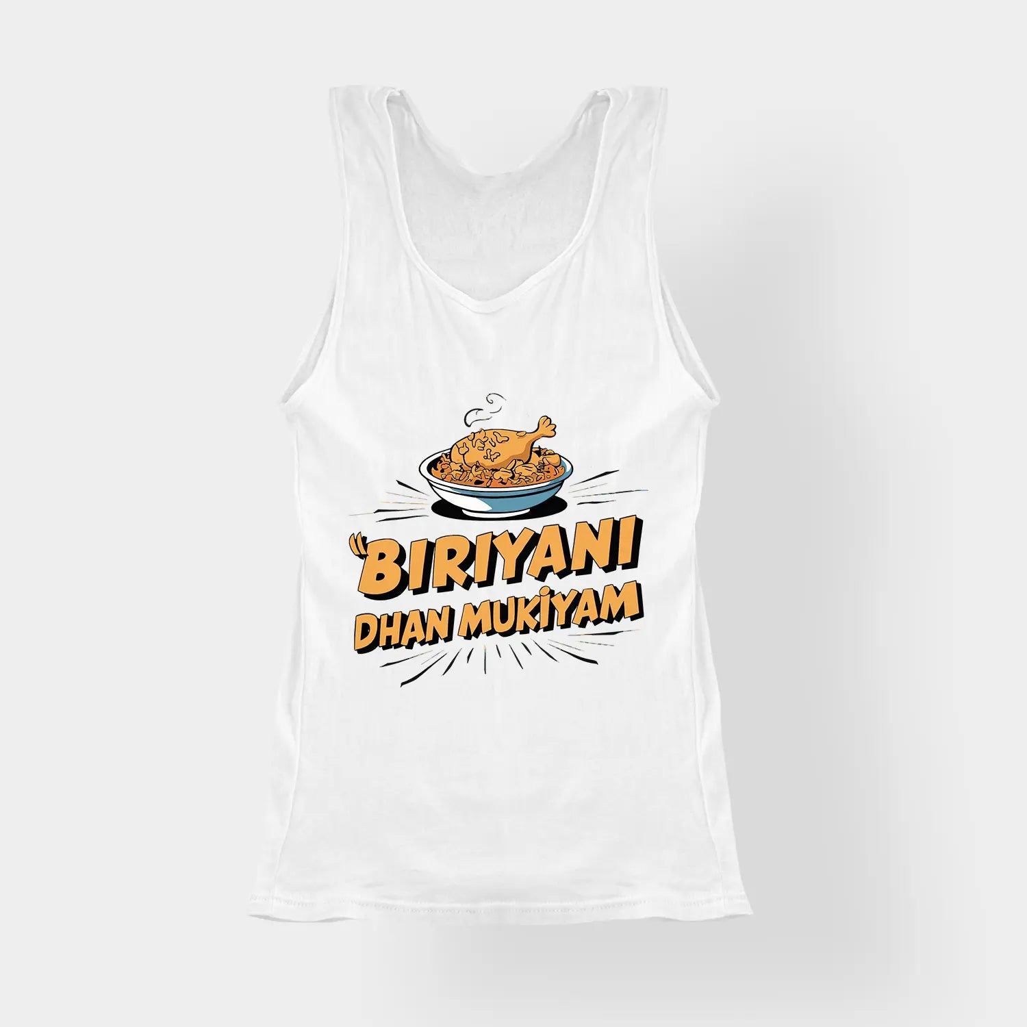 Biriyani Dhan Mukiyam Women's Tank Top in White Color
