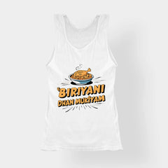 Biriyani Dhan Mukiyam Women's Tank Top in White Color