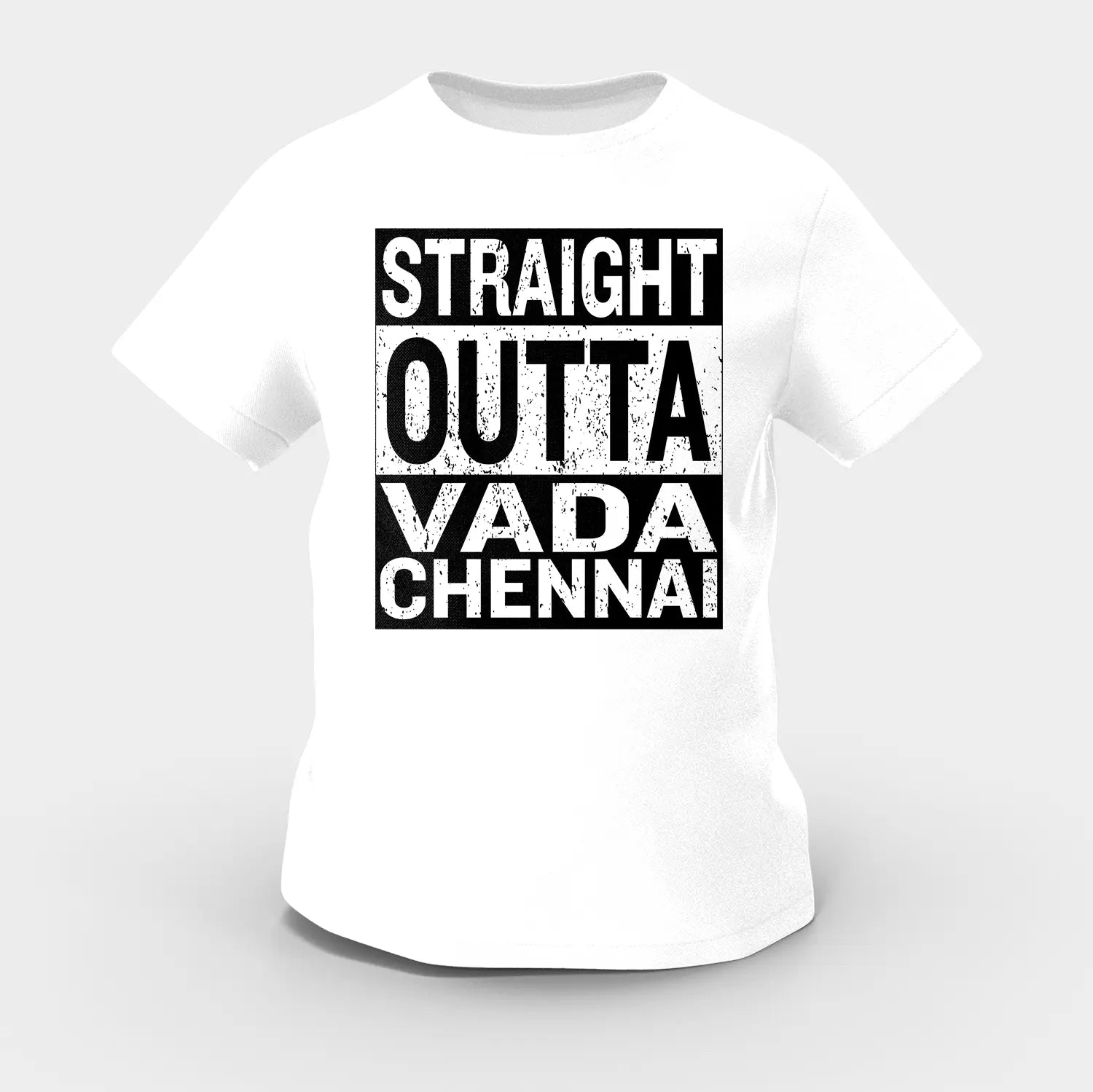 Straight Outta Vada Chennai Girls Round Neck T-Shirt in White Color