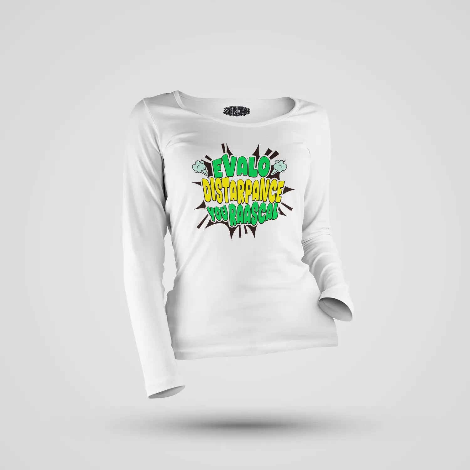 Evalo Distarpance You Raascal Women's Long Sleeve T-Shirt in White Color