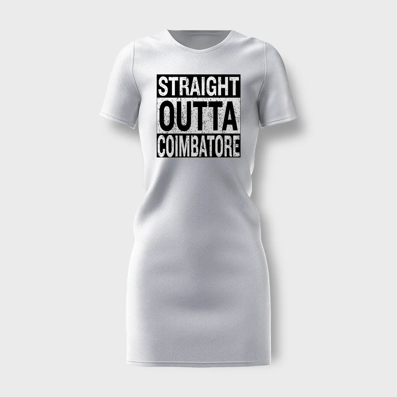 Straight Outta Coimbatore Women's T-Shirt Dress in White Color