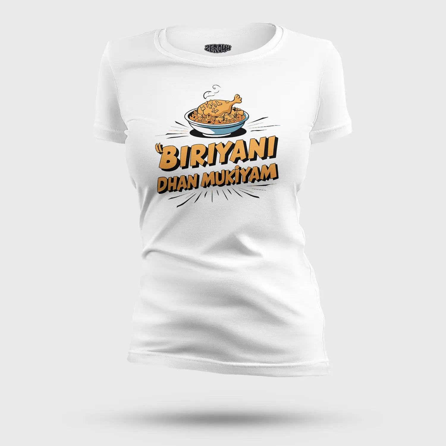 Biriyani Dhan Mukiyam Women's T-Shirt in White Color