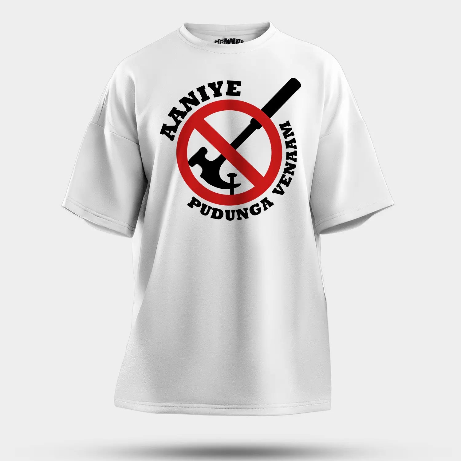 Aaniye Pudunga Venaam Men/Unisex Oversized T-Shirt in White Color
