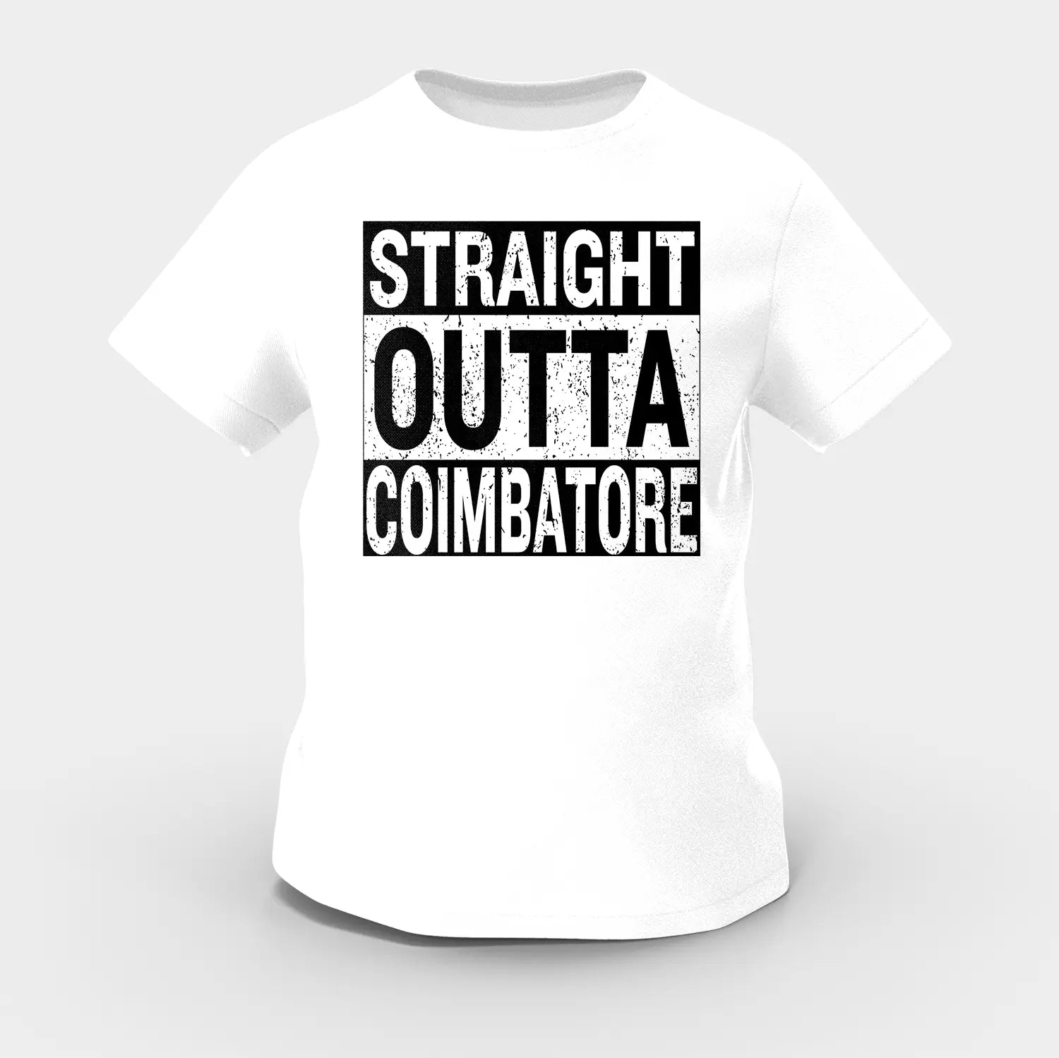 Straight Outta Coimbatore Girls Round Neck T-Shirt in White Color