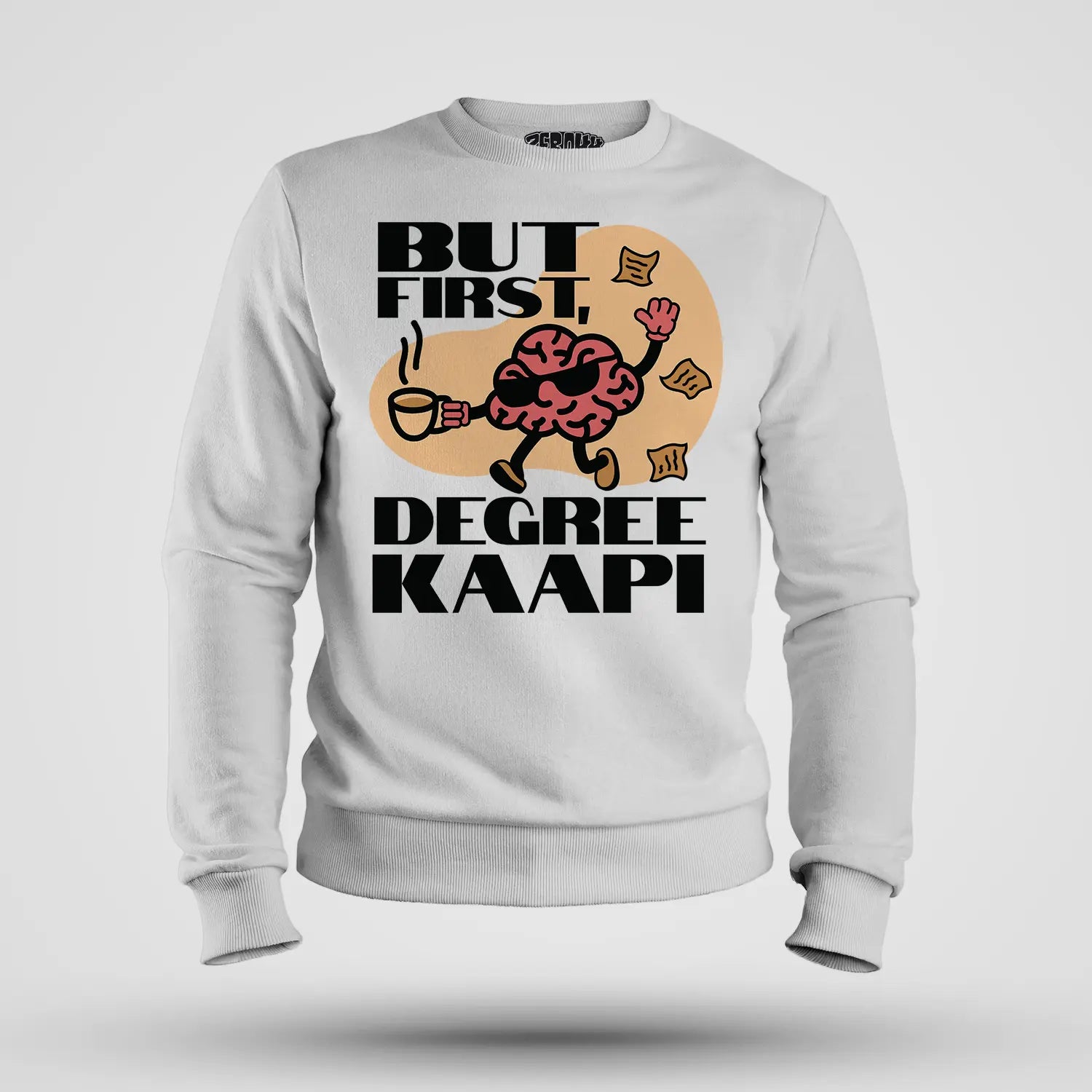 But First Degree Kaapi Men/Unisex Sweatshirt in White Color