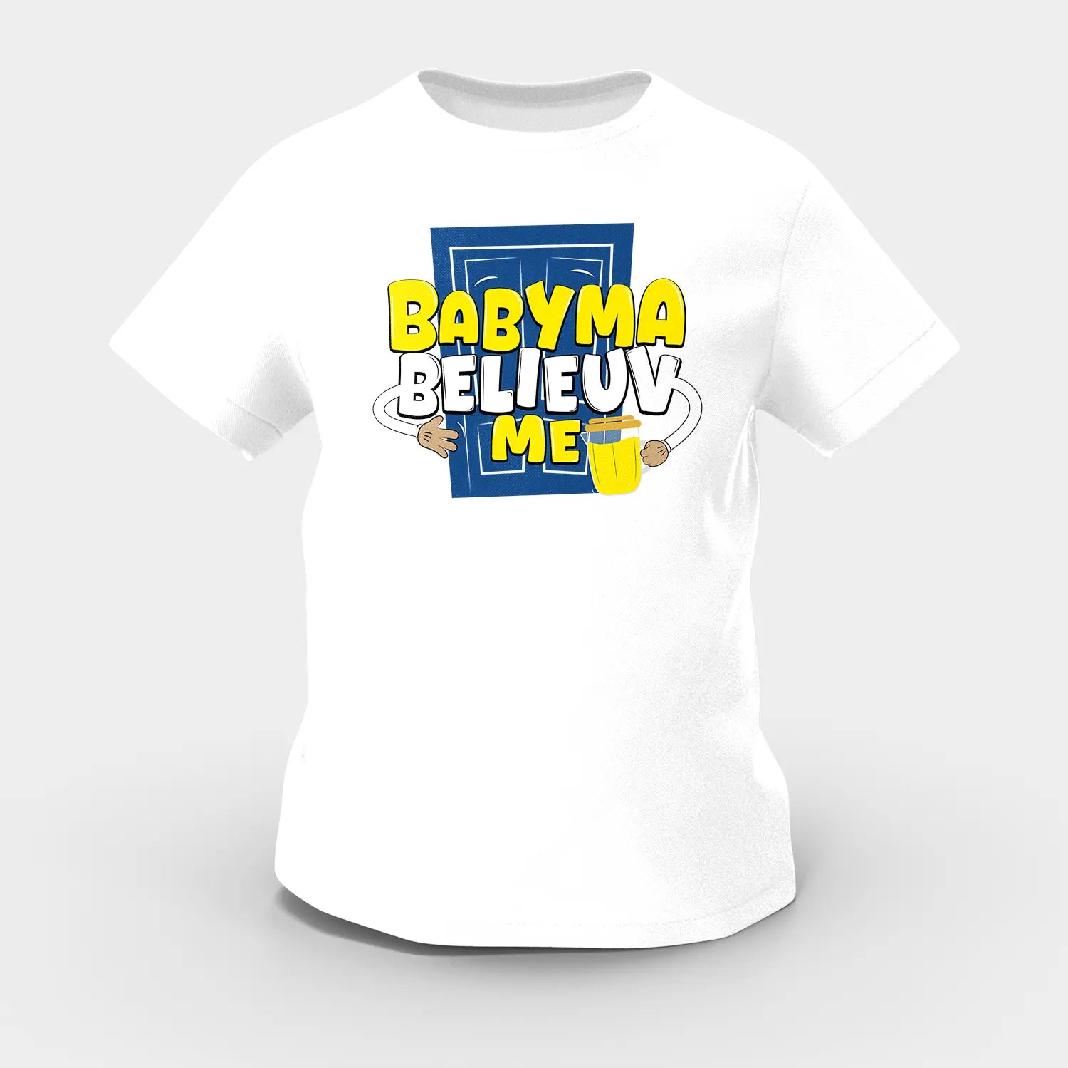 Babyma Belieuv Me Girls Round Neck T-Shirt in White Color
