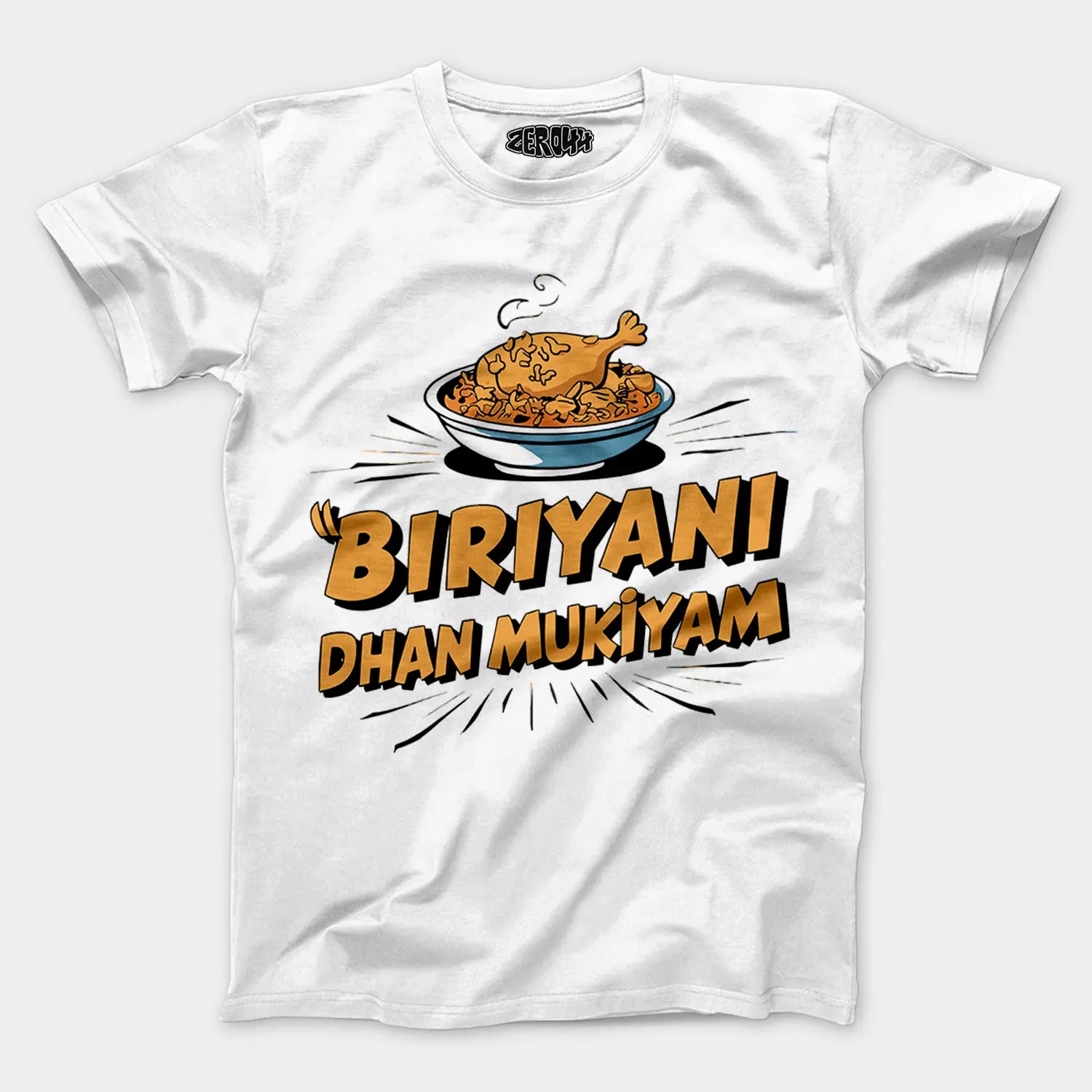 Biriyani Dhan Mukiyam Men/Unisex T-Shirt in White Color