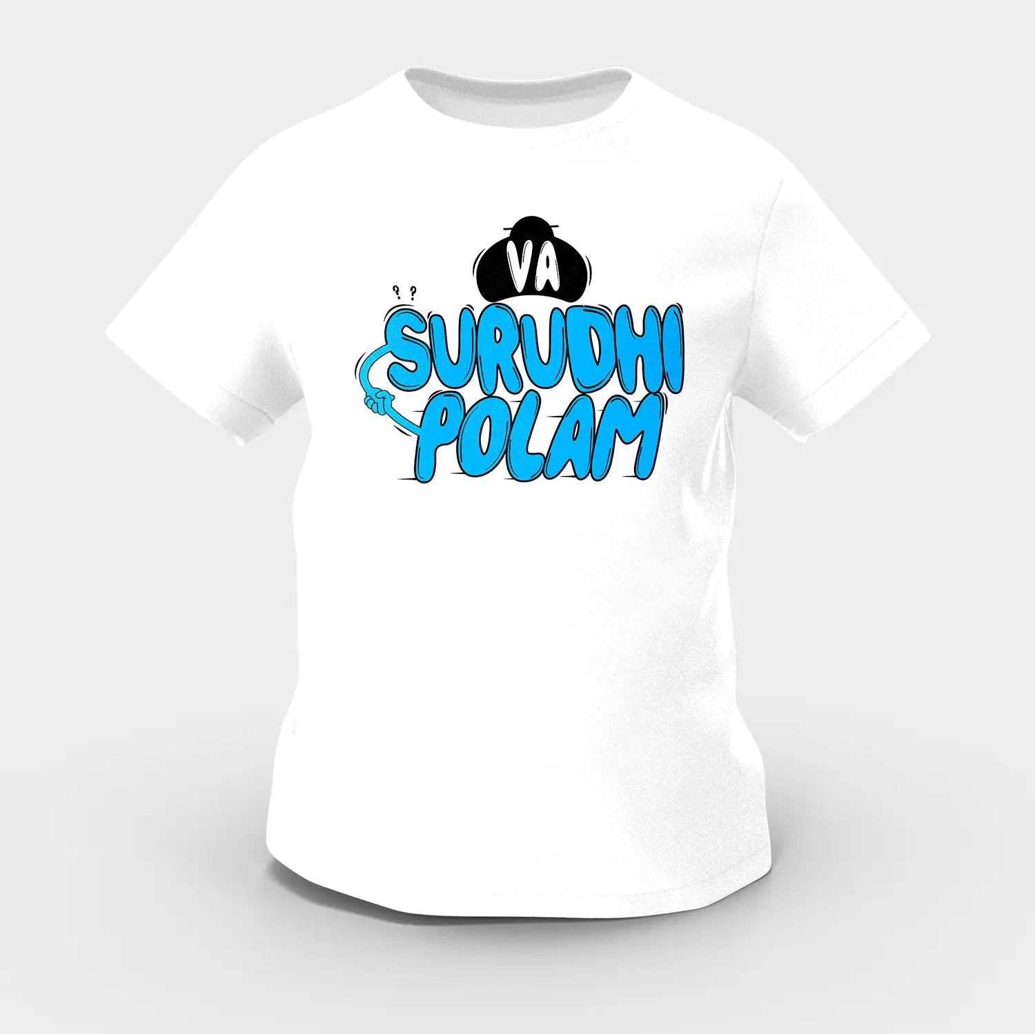 Va Surudhi Polam Girls Round Neck T-Shirt in White Color