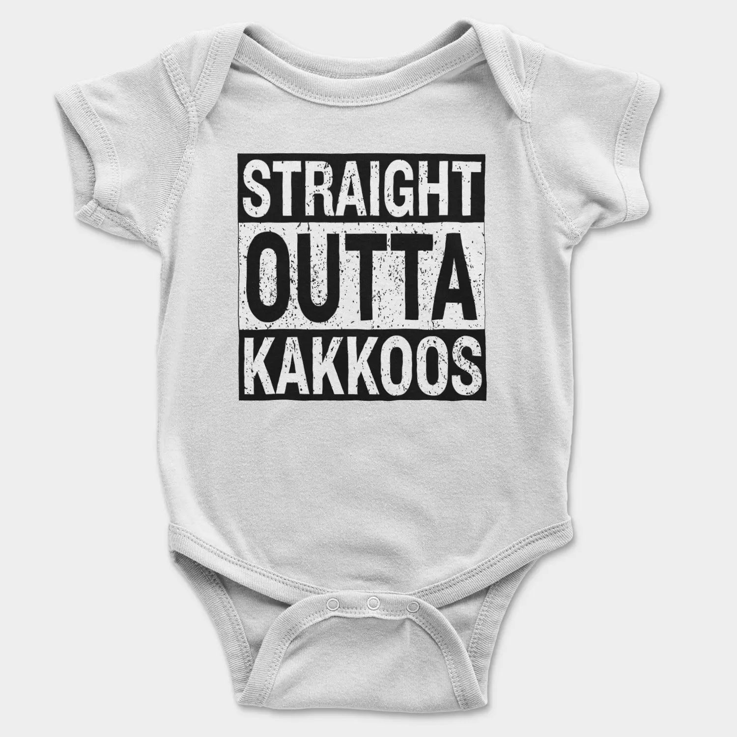 Straight Outta Kakkoos Onesie/Romper in White Color