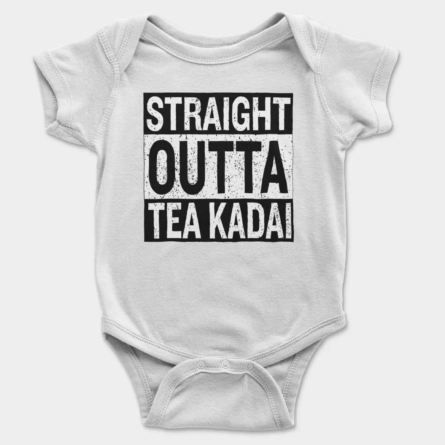 Straight Outta Tea Kadai Onesie/Romper in White Color